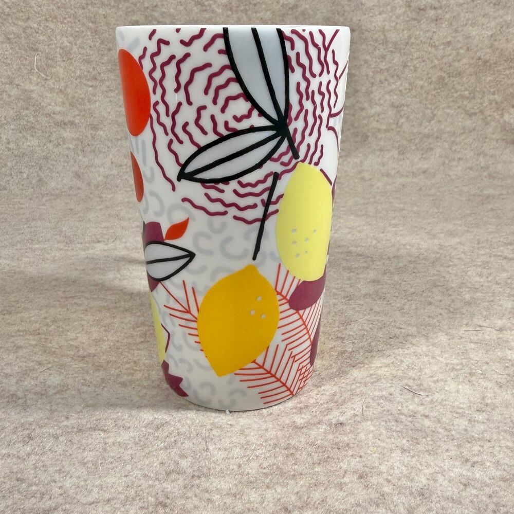 Starbucks tall mug floral lemons tropical 16 oz ceramic coffee cup 16oz 2015 - Picture 4 of 6